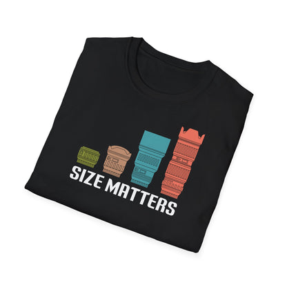 T-Shirt — Size Matters Camera Lens Stack Graphic Tee