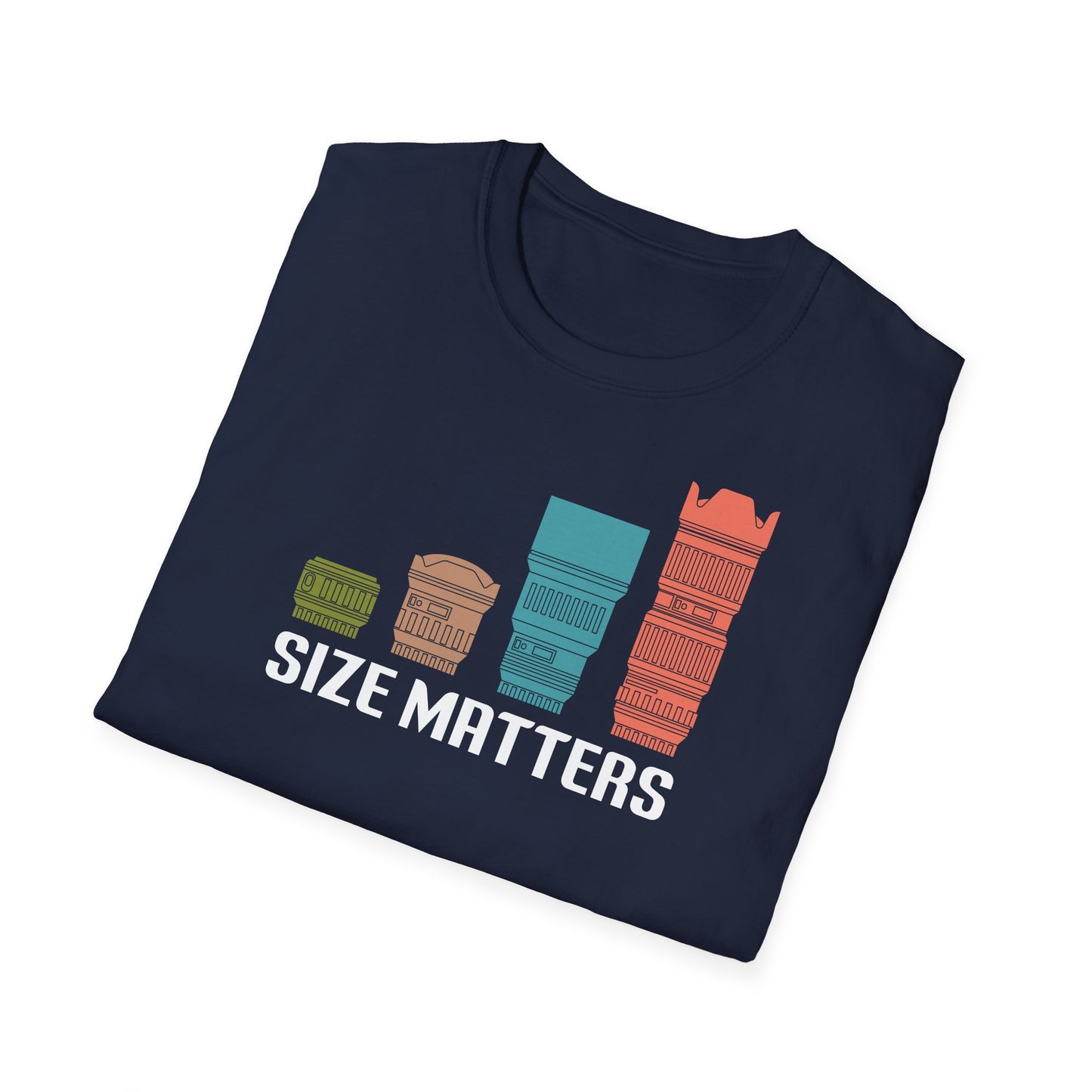 T-Shirt — Size Matters Camera Lens Stack Graphic Tee